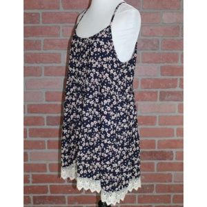 Tea n Rose Navy Blue Floral Dress w/ Open Back